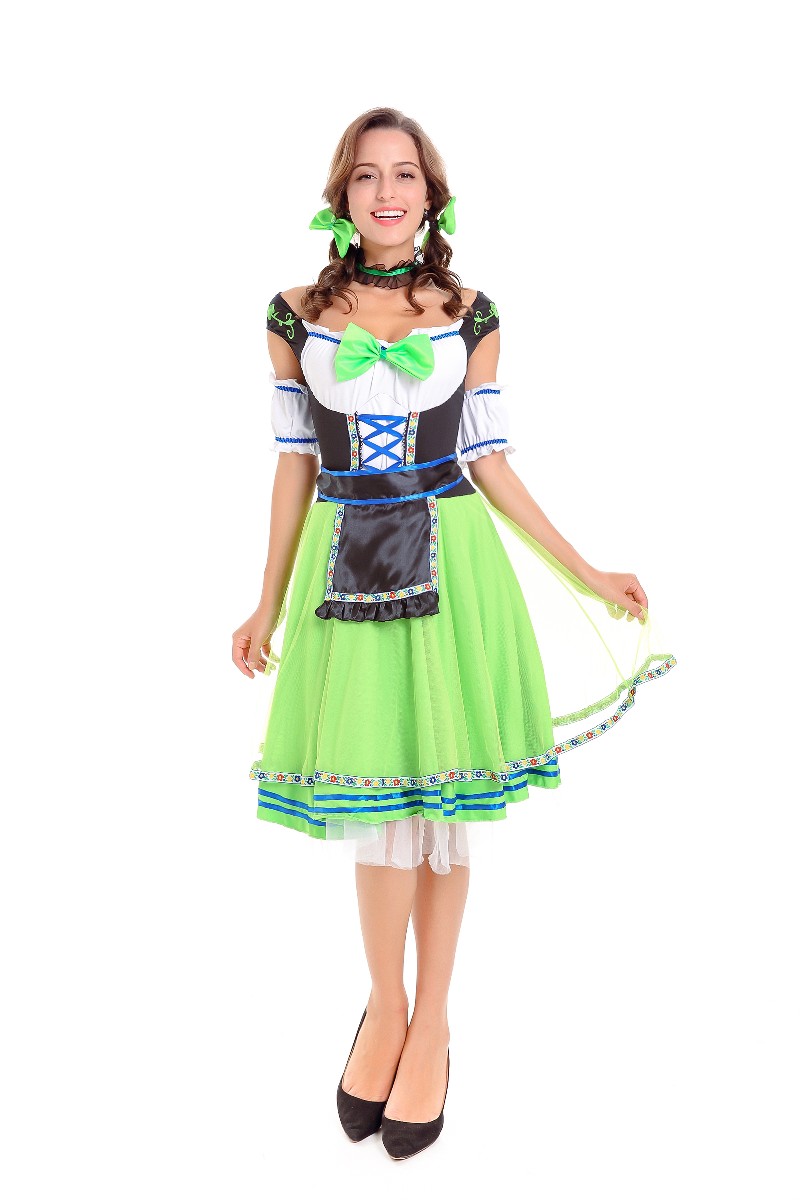 F1794-1 Green & Black Oktoberfest Beer Girl Costume Set